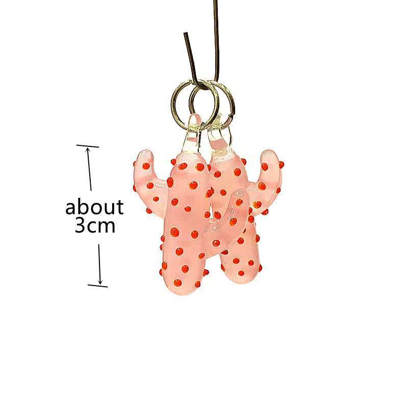 2 pièces de charme en verre de cactus mignon créatif Petits ornements à pendentifs à plantes miniatures faits à la main pour accessoires de fabrication de collier de bijoux de mode pour femmes DIy
