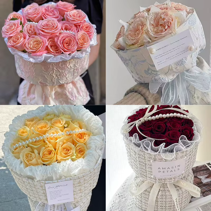 Base de doublure en plastique pour emballage de bouquet de fleurs fraîches