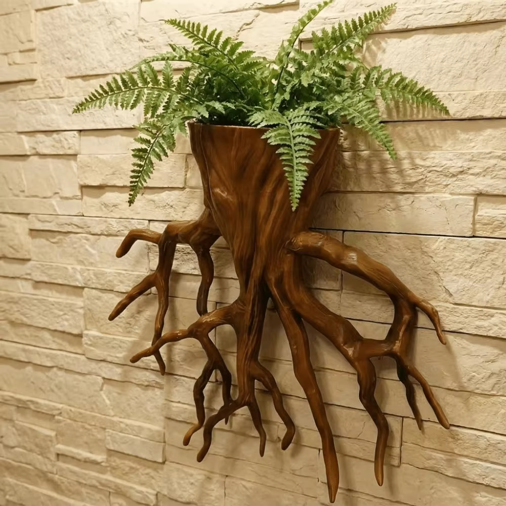 Pot de fleurs mural en forme de racine d'arbre