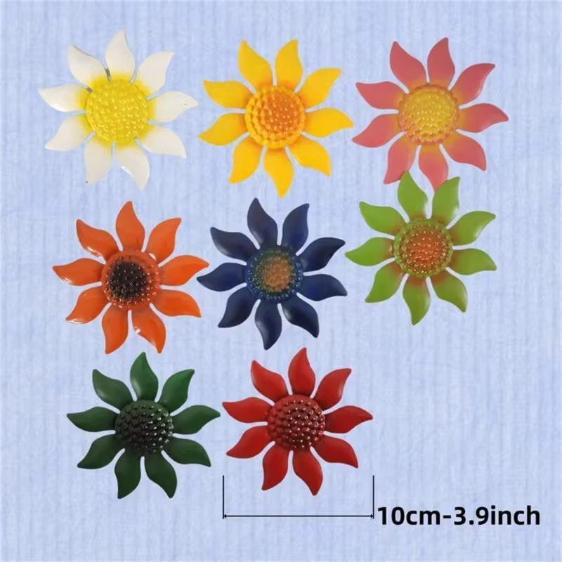 Ensemble 8 articles d'art fleurs en métal