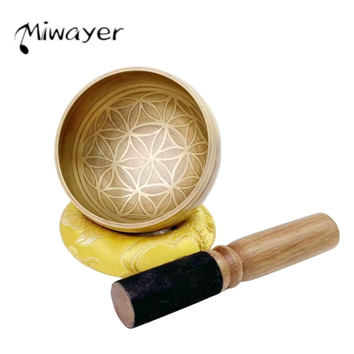 Miwayer Ensemble de bols chantants tibétains Fleur de vie Cadeau unique utile pour la méditation Yoga Soulagement du stress Prière et la pleine conscience