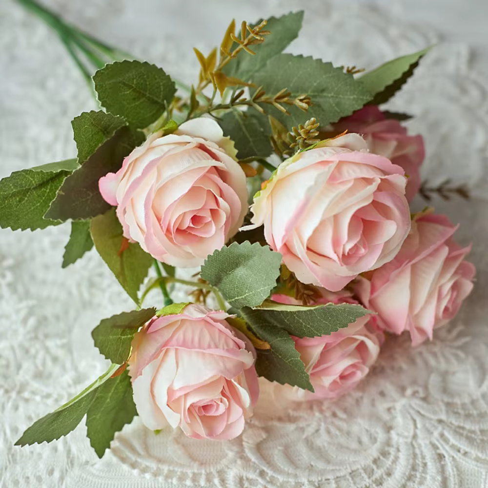 Bouquet de fleurs artificielles en soie Rose 30cm