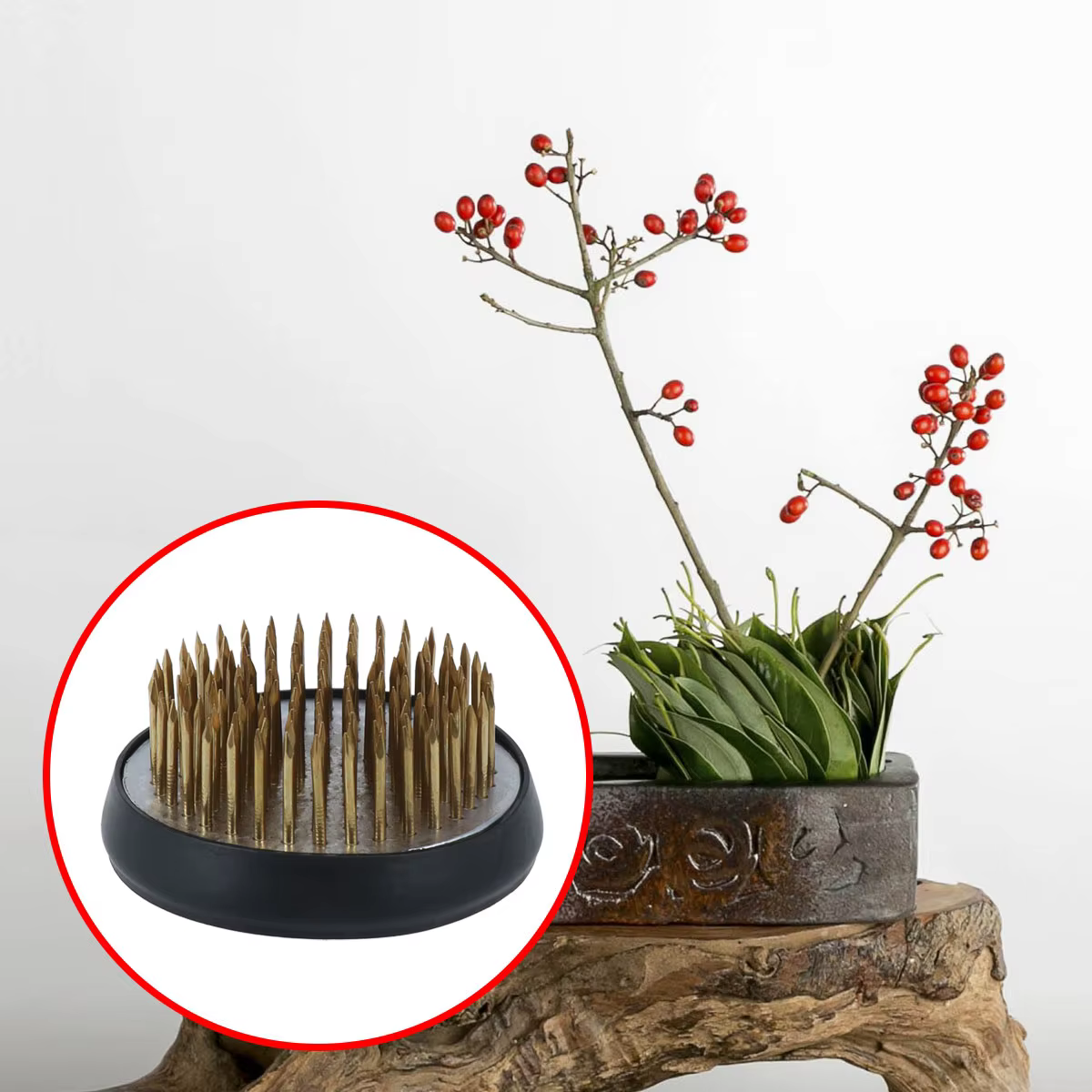 Fleur en cuivre de Kenzan Ikebana, porte-fleur japonais, épingle florale