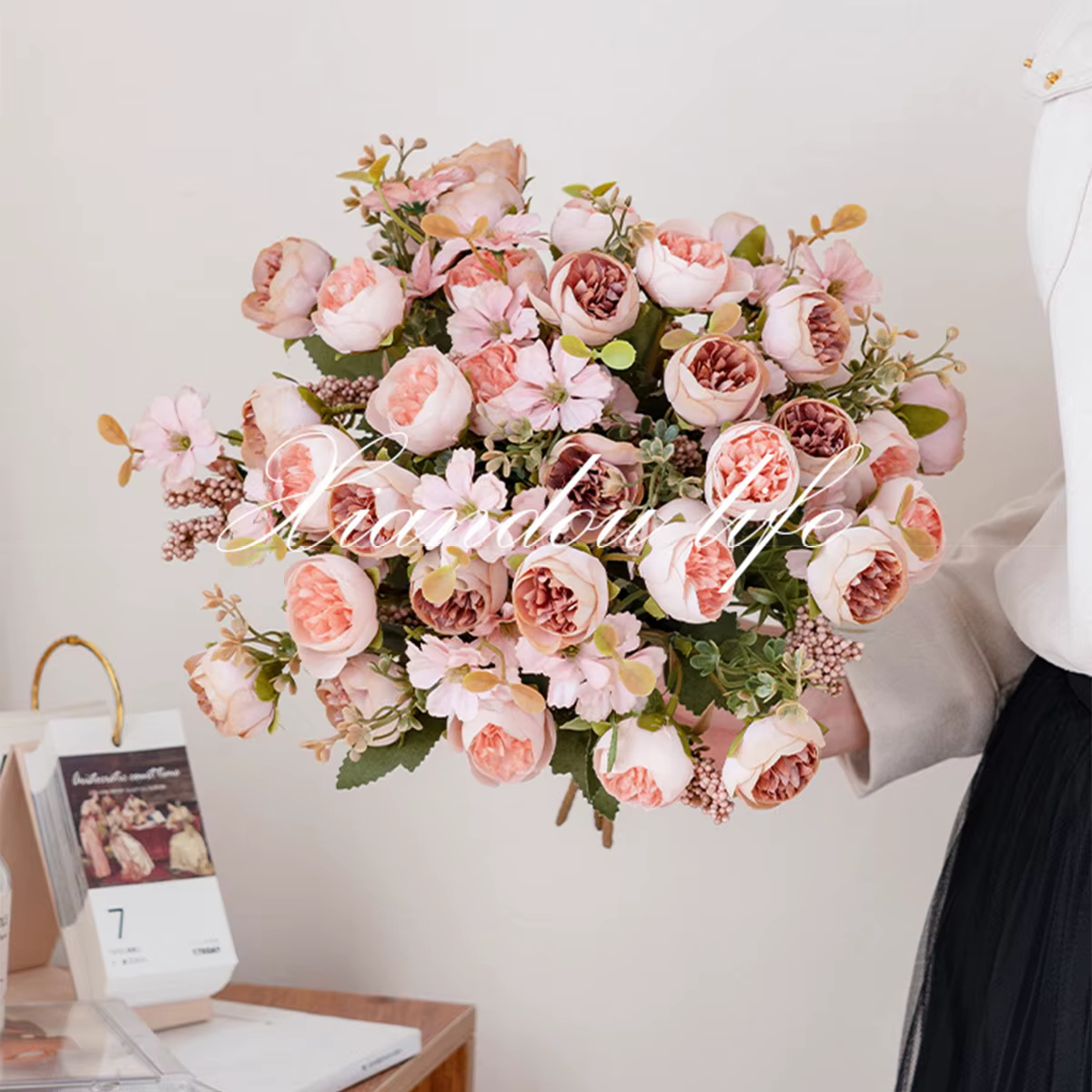 Fleurs artificielles en soie bourgeon de thé Rose couronne de pivoine saint valentin mariage Bouquet de mariée maison