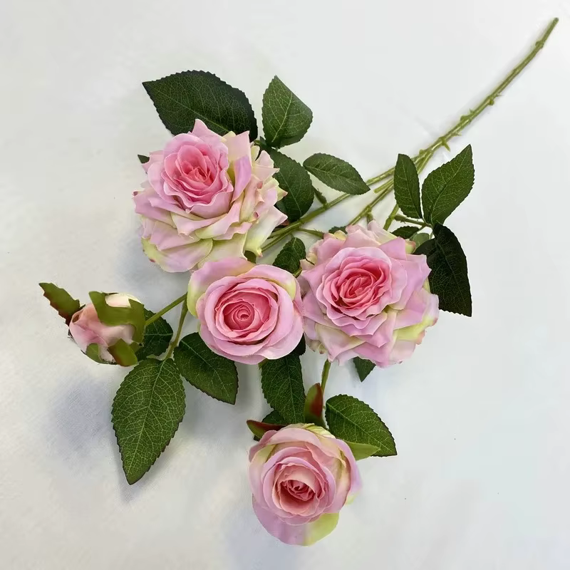 Nordique 5 têtes orchidée coeur corne Rose fleurs artificielles mariage soie fausse fleur Simulation Roses blanches branche décoration de jardin