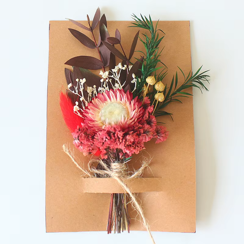 NOUVELLE PROMO Mini Bouquet de Fleurs Séchées Naturelles Boutonnières Demoiselle d'honneur Décoration de Noël Mariage Saint-Valentin Matériaux Floraux DIY