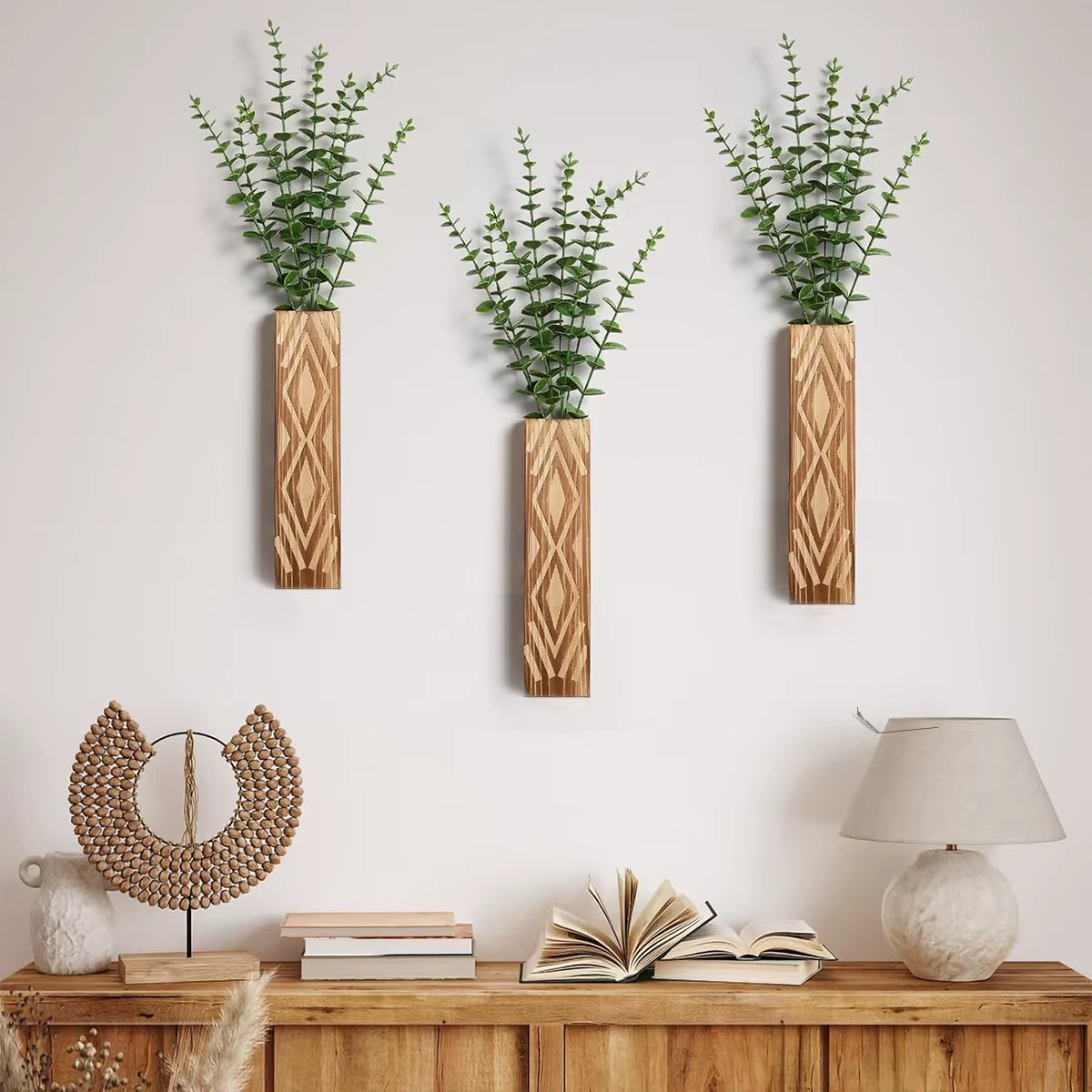 Vase mural en bois de style bohème pour la décoration de la maison