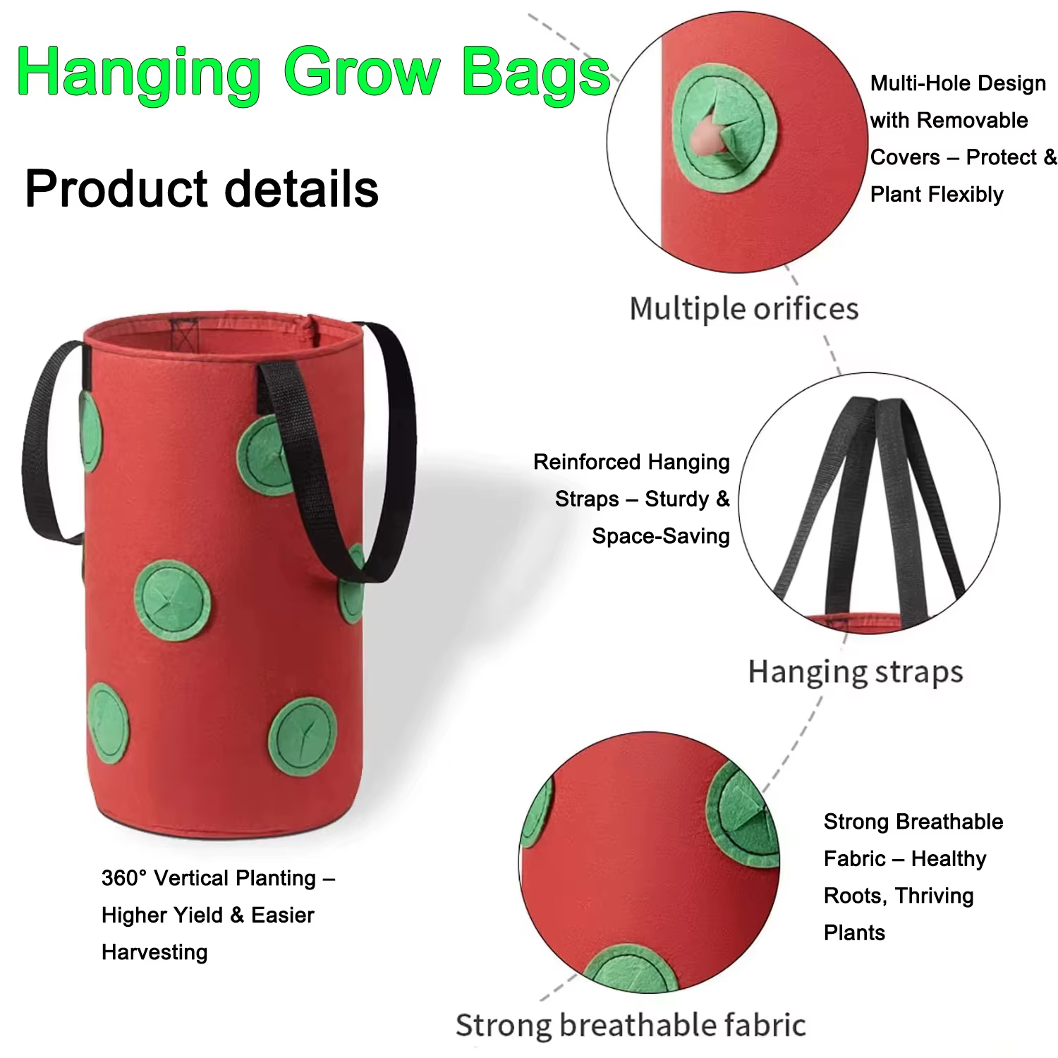 Sacs de culture suspendus pour fraises et tomates