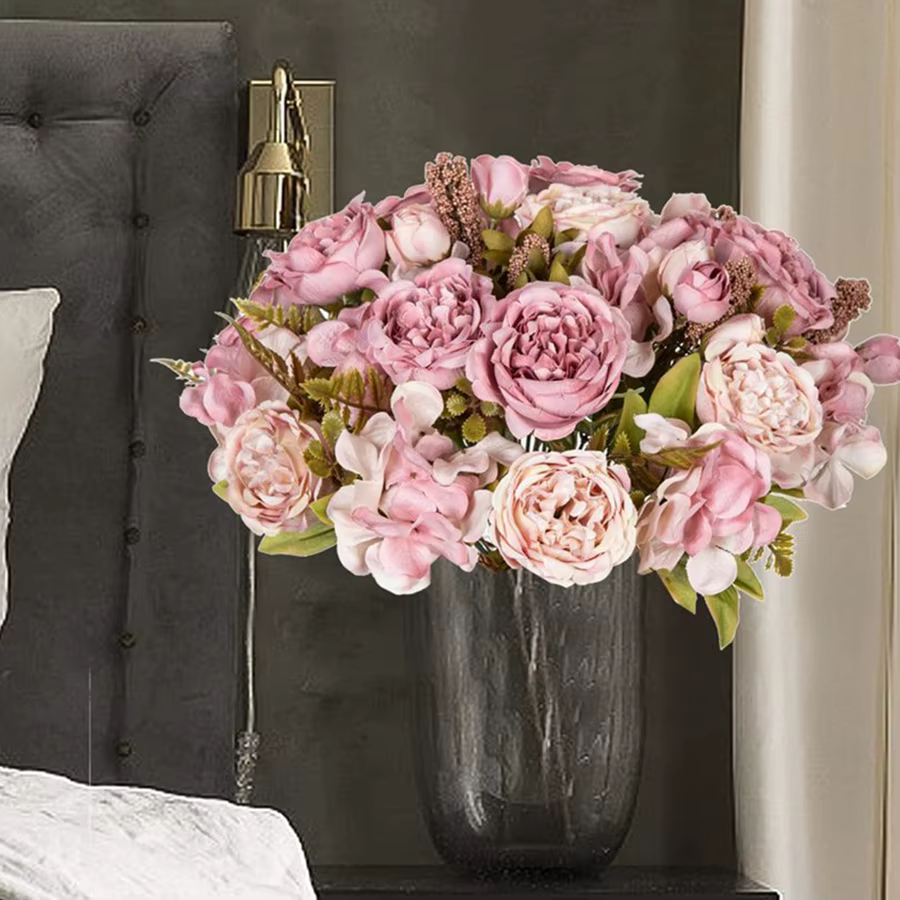 Fleurs artificielles Festival Guirlande De Mariage Jardin Rose Bud Archway Faux Pivoine Bouquet Vase Chambre Décoration De La Maison En Soie Hortensia