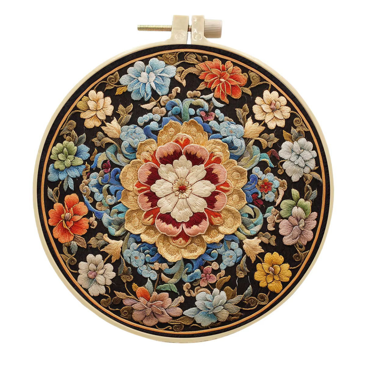 Kits de démarrage de broderie à motifs de fleurs florales avec motifs, Kit de broderie pour débutants, Kits de points de croix en tissu pour adultes, bricolage