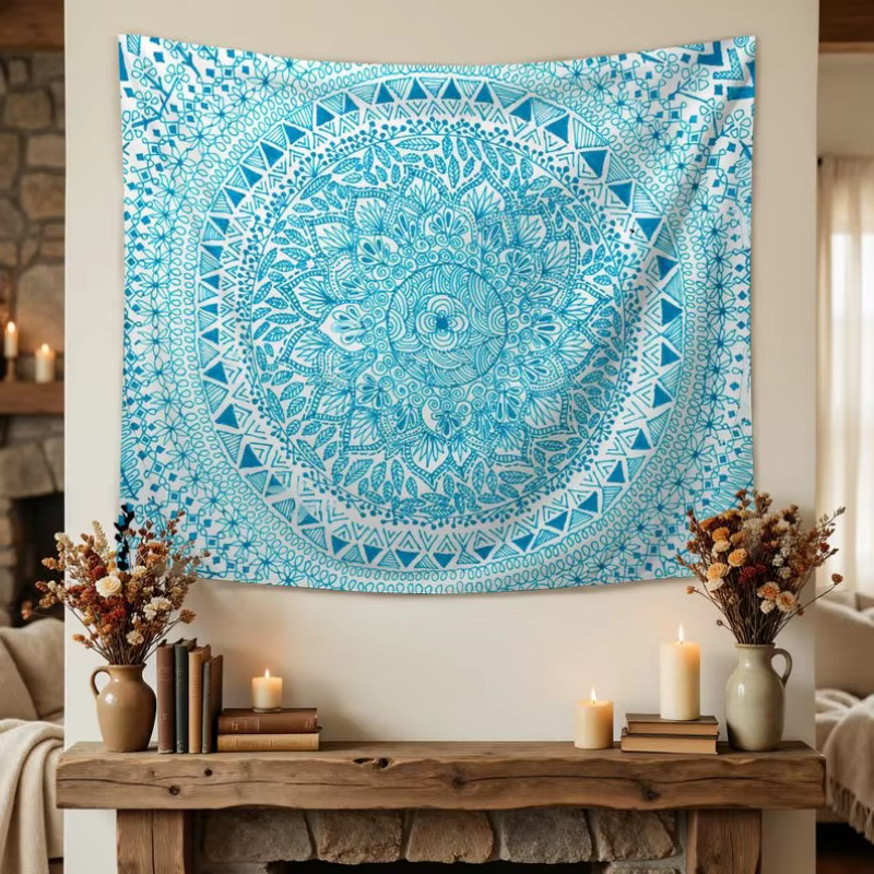 VIKAMA Tapisserie murale vintage bohème mandala en polyester