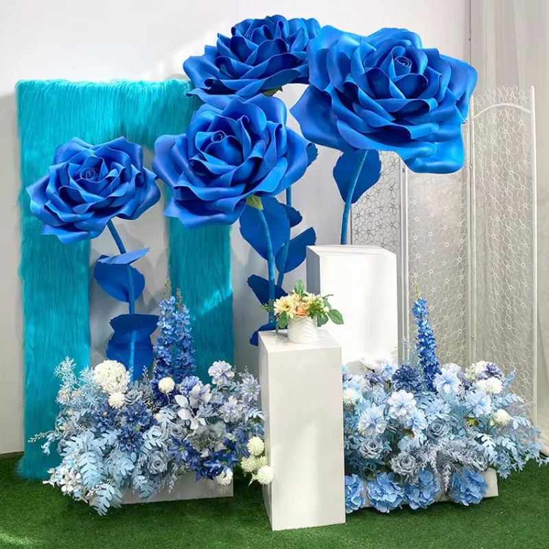 30-100cm fleurs géantes bleu Rose grand papier artificiel