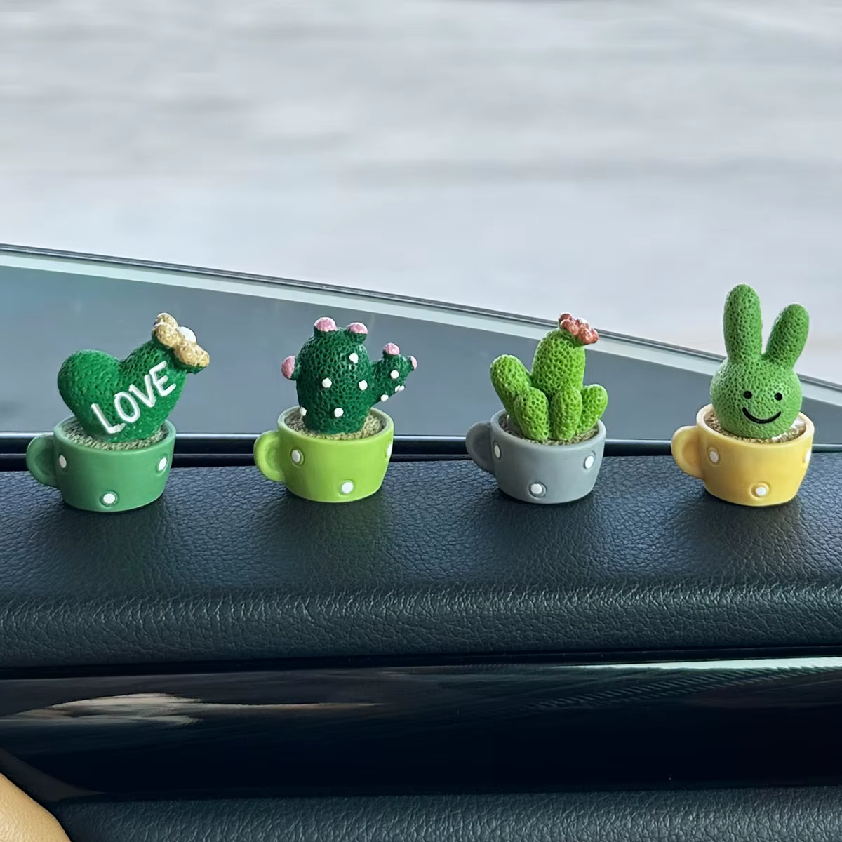 4 décorations de voiture en forme de cactus