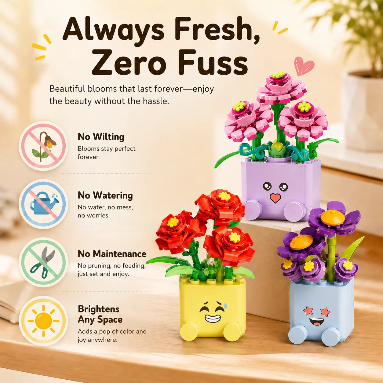 Mini pots de fleurs en blocs de construction