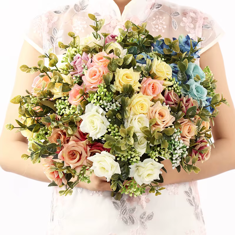 Belle Imitation pivoine Rose frisée fleur de soie bricolage maison jardin fête mariage décor fleurs artificielles