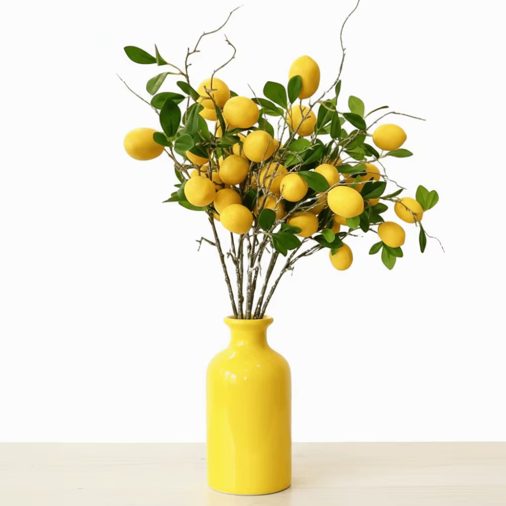 Branche de citron artificielle en feuilles vertes