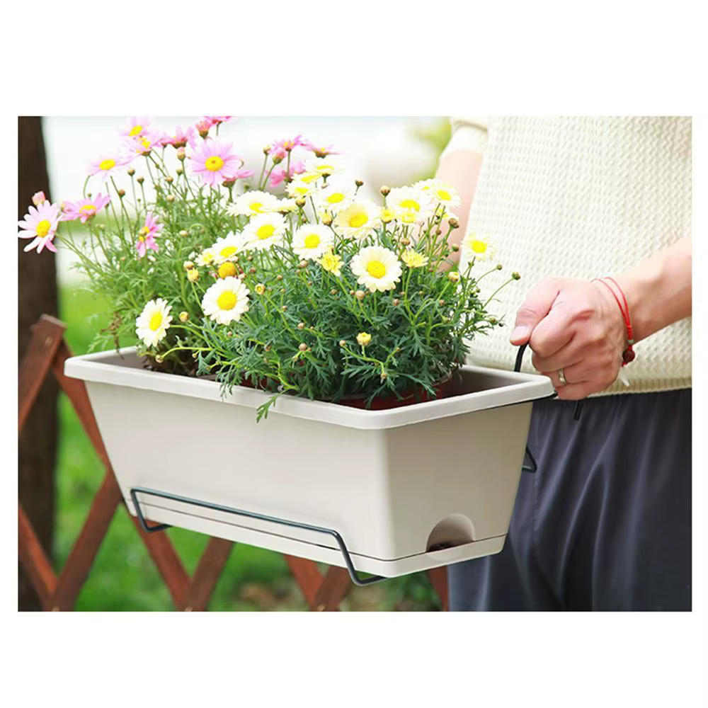 Lot de 3 pots de fleurs rectangulaires en résine