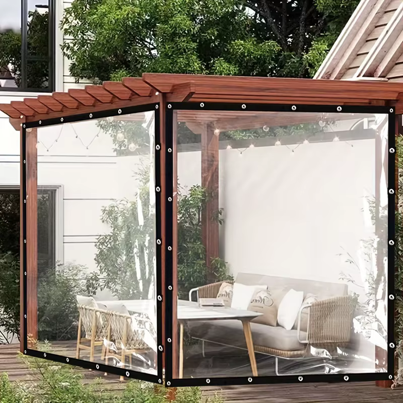 Bâche imperméable transparente en PE avec œillets pour jardin