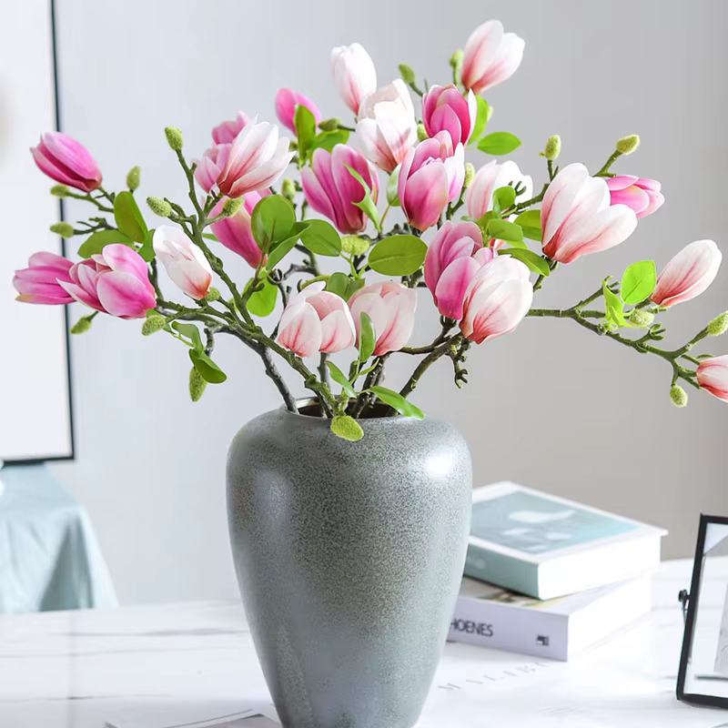 Fleur de Magnolia Artificielle à Branche Unique