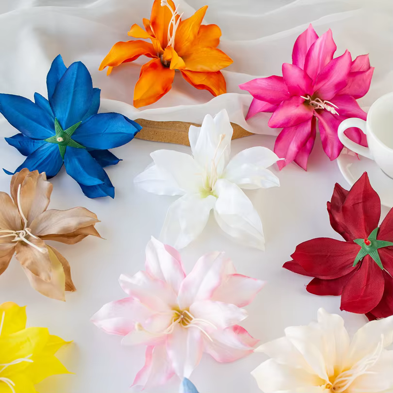 Fleurs artificielles en soie de lys pour la maison