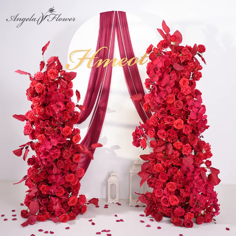 Série rouge Rose fleur rangée décor KT conseil réception de mariage toile de fond Arrangement Floral fournitures photographie accessoires A 875201