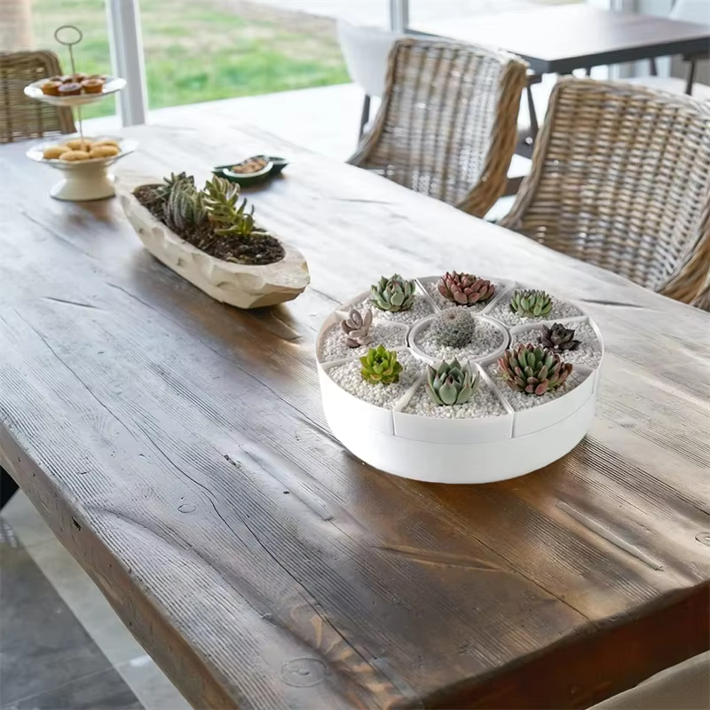 Pots de fleurs rotatifs multiples de forme ovale - Plante en pot pour plantes succulentes blanches - Pot de rangement