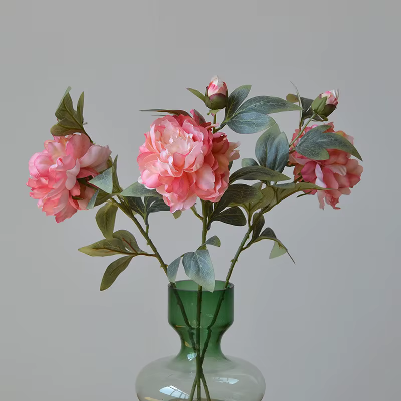 Grande branche de fleur artificielle de pivoine en soie