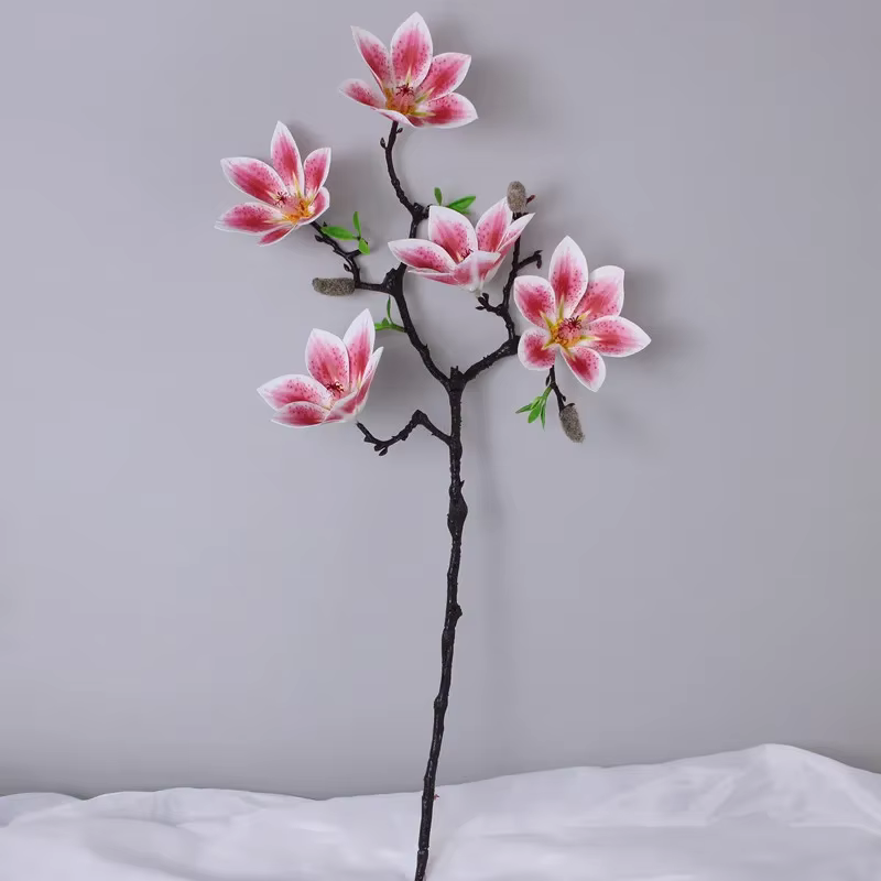 Fleurs Artificielles Magnolia en PU pour Décoration de Maison