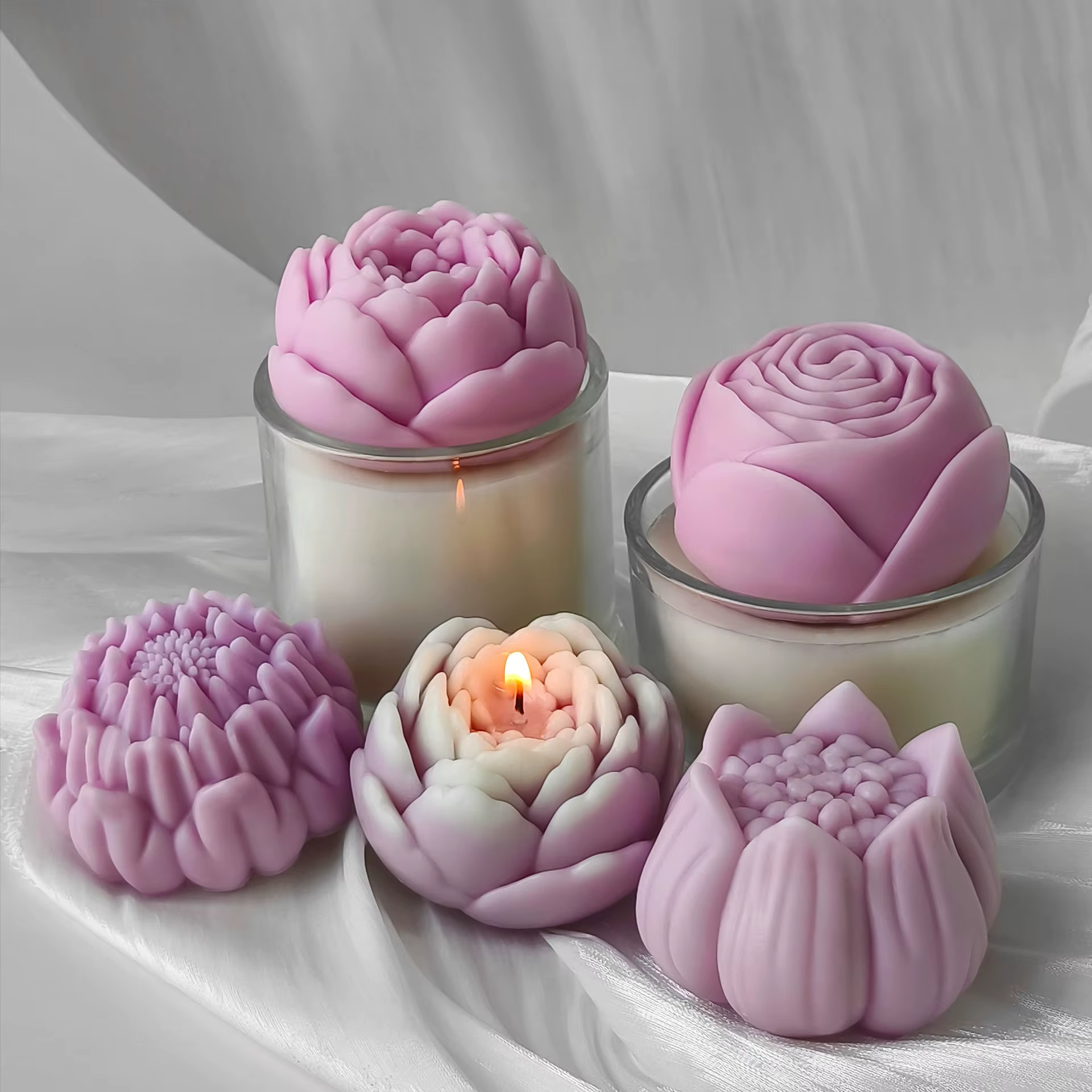Moule à gâteau en forme de fleur de pivoine, bougie florale, en Silicone, pour savon, gypse, résine, moulage, outil de cuisson de gâteau au chocolat, cadeau de mariage