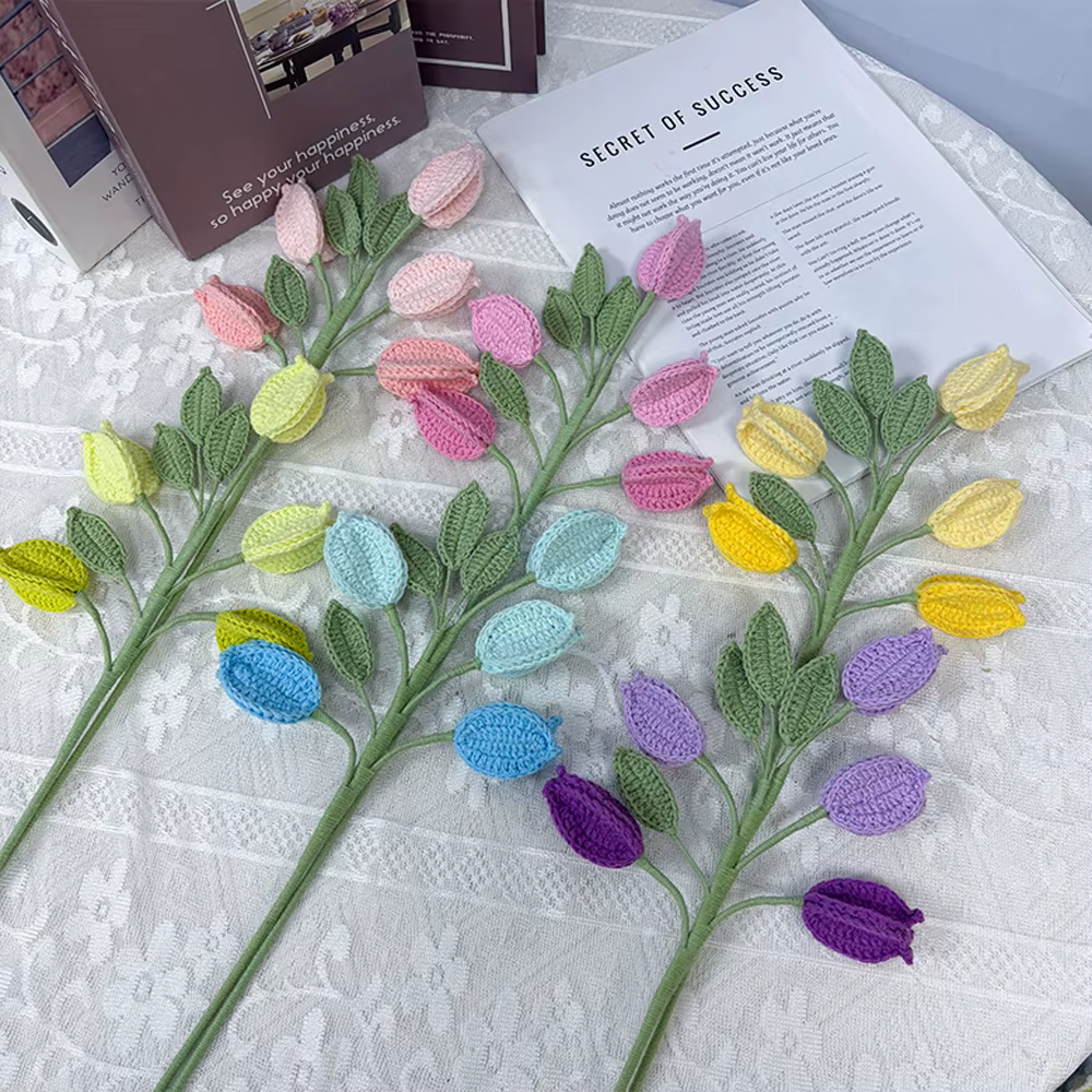 Bouquet de décoration de chambre en tricot