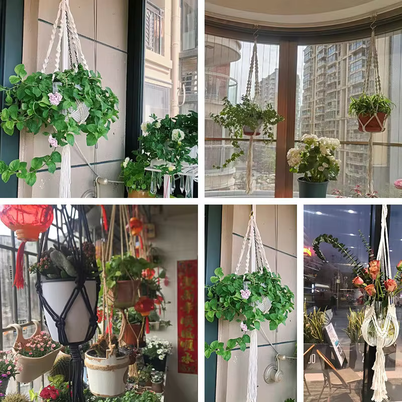 Panier suspendu pour plantes en macramé fait à la main