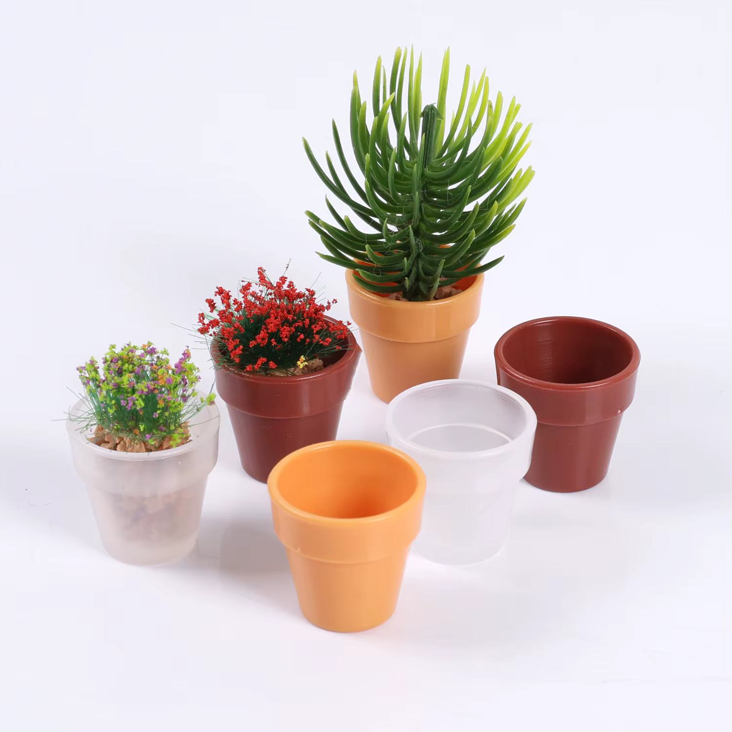 Lot de 5 mini pots en terre cuite pour maison de poupée