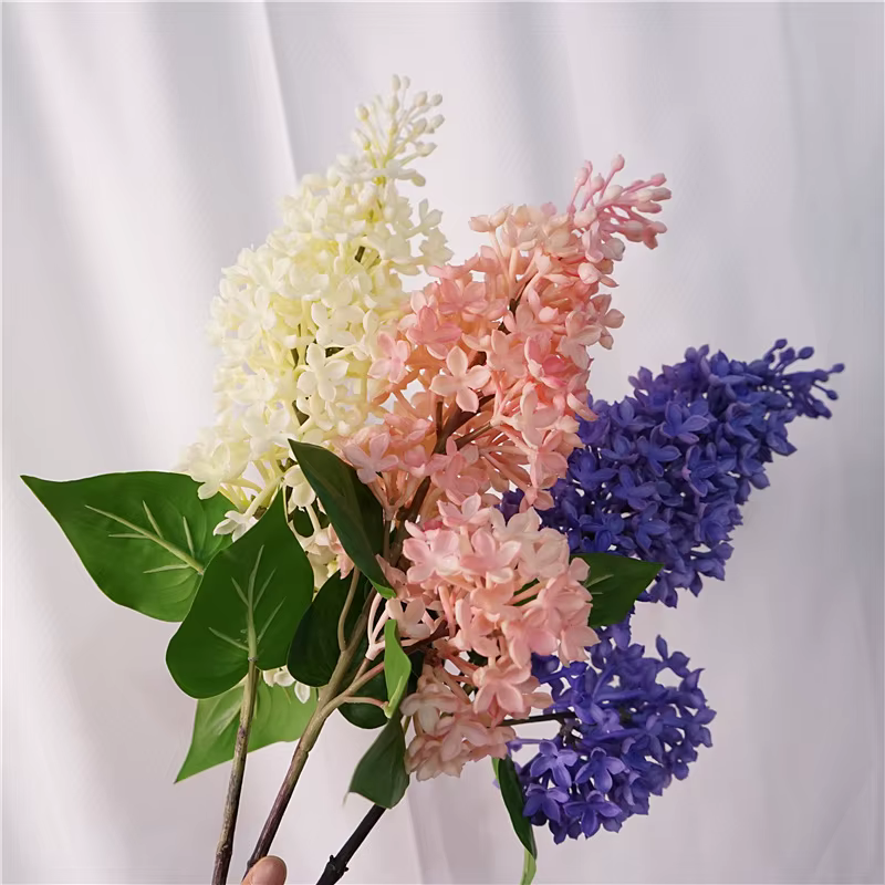 1 fleur artificielle en silicone de couleur lilas