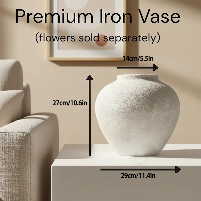 Grand vase rond en fer pour fleurs séchées
