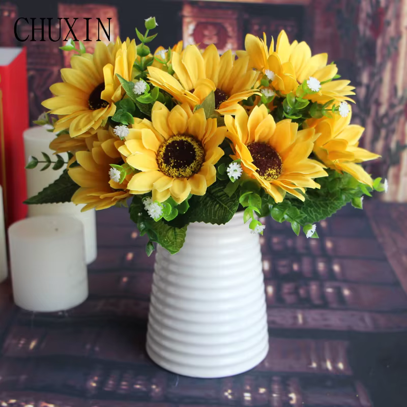 Bouquet de tournesol en soie pour décoration de la maison