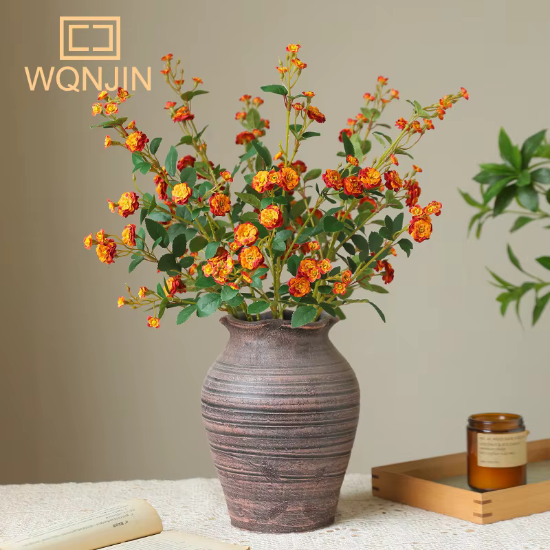 WQNJIN-Mini Poubelle Européenne Rétro de Haute Qualité, Branche Longue, Fleurs Artificielles, Centre de Table pour la Maison, Décor de Chambre, 75cm