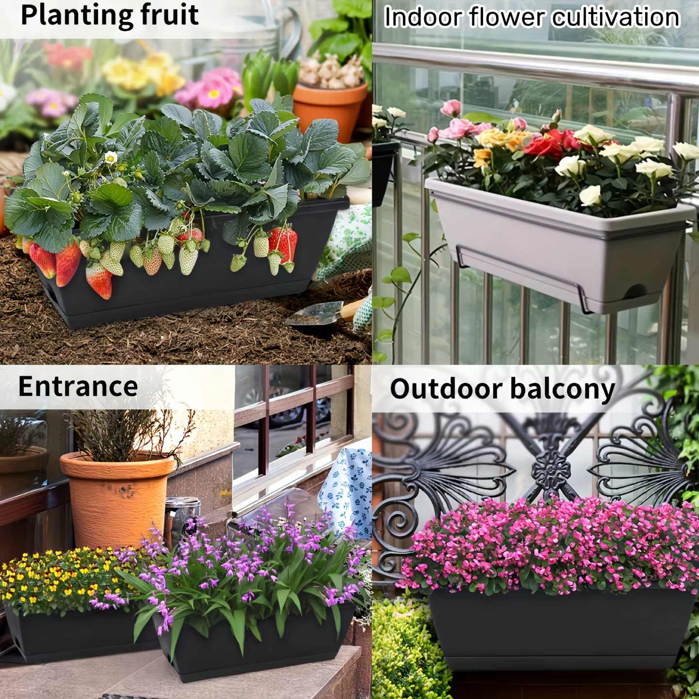 Lot de 3 jardinières rectangulaires pour fenêtre