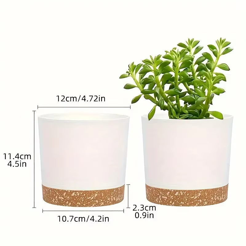 Paquet de 2, jardinières pour plantes d'intérieur avec trous de drainage et base amovible