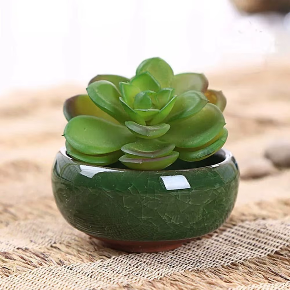 Pots de fleurs en céramique respirants effet glaçure craquelée