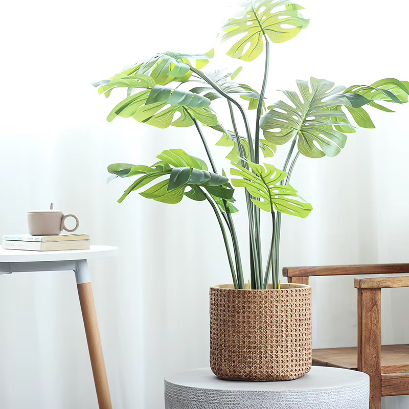 Grand Pot de fleur d'intérieur en Faux ciment tissé