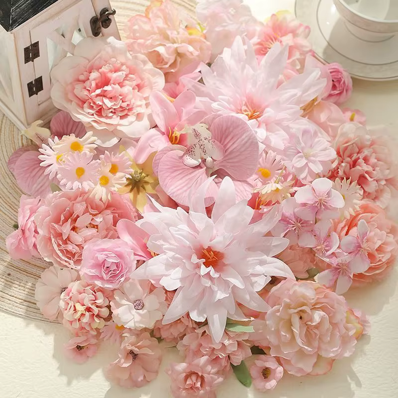 Fleurs artificielles roses en soie