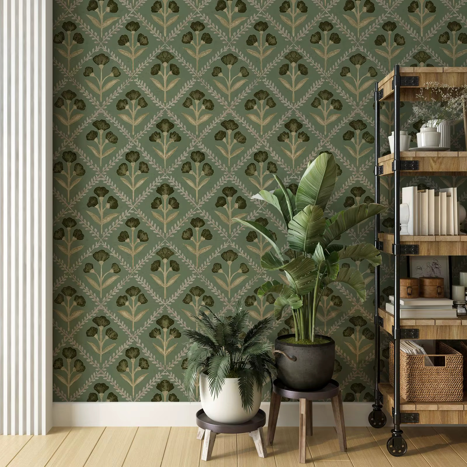 Papier peint plantes modernes vertes