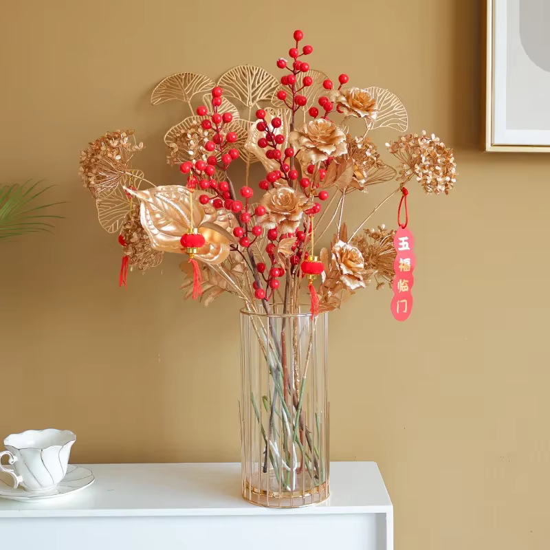 Fleur artificielle d'eucalyptus doré pour la décoration de la maison