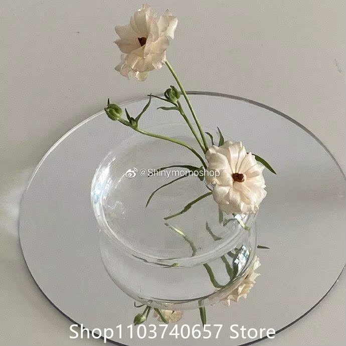 Vase en verre plat transparent de style français