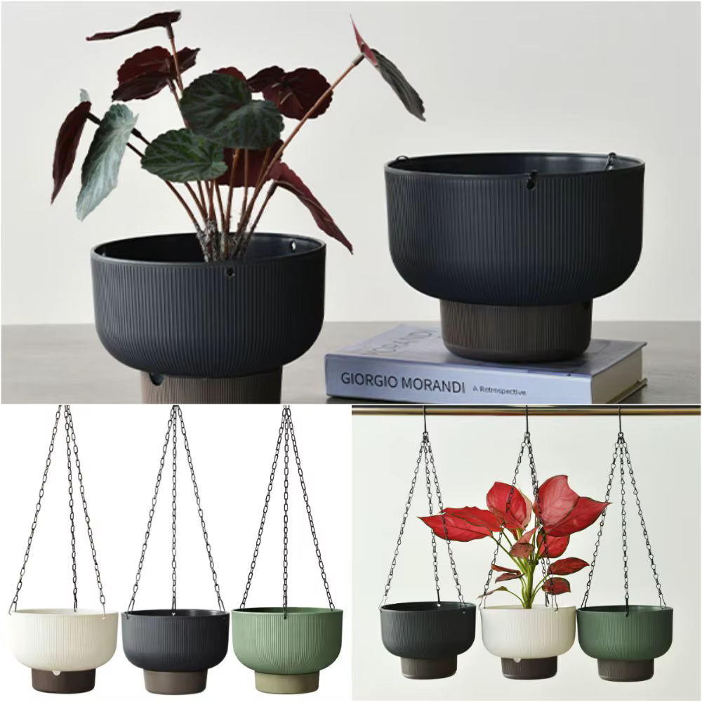 Pots de fleurs suspendus auto-arrosants blancs