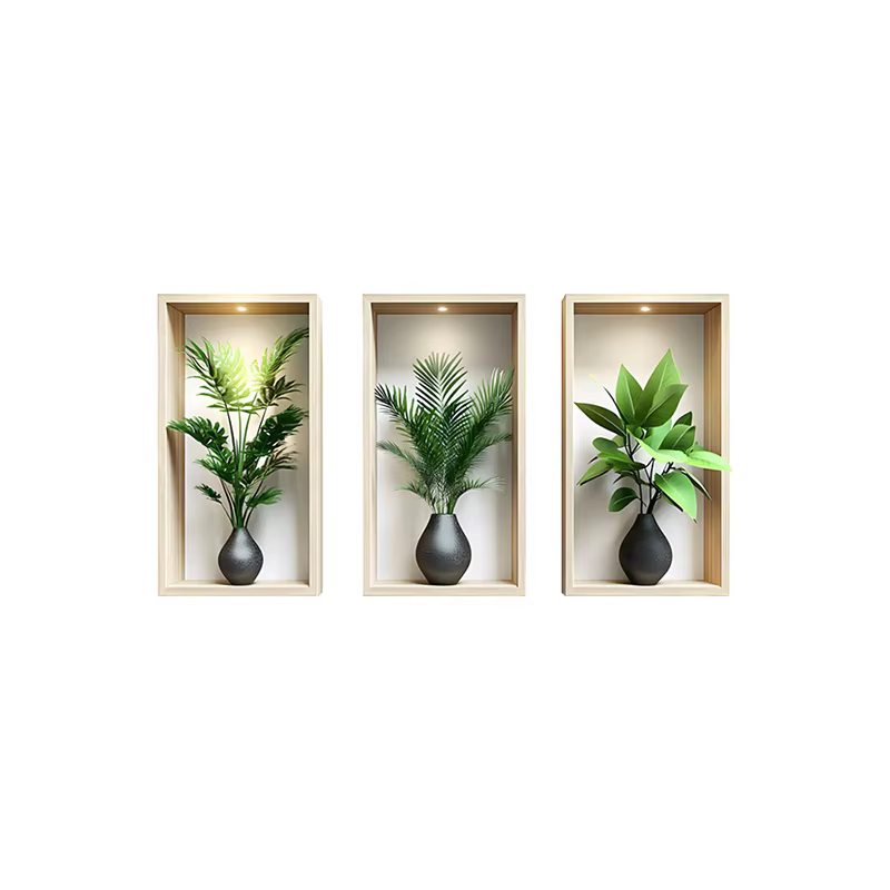 Autocollant Mural plantes vertes, peinture de Simulation murale en pot pour salon, décoration de fond de maison, sparadrap amovibles d'art Mural