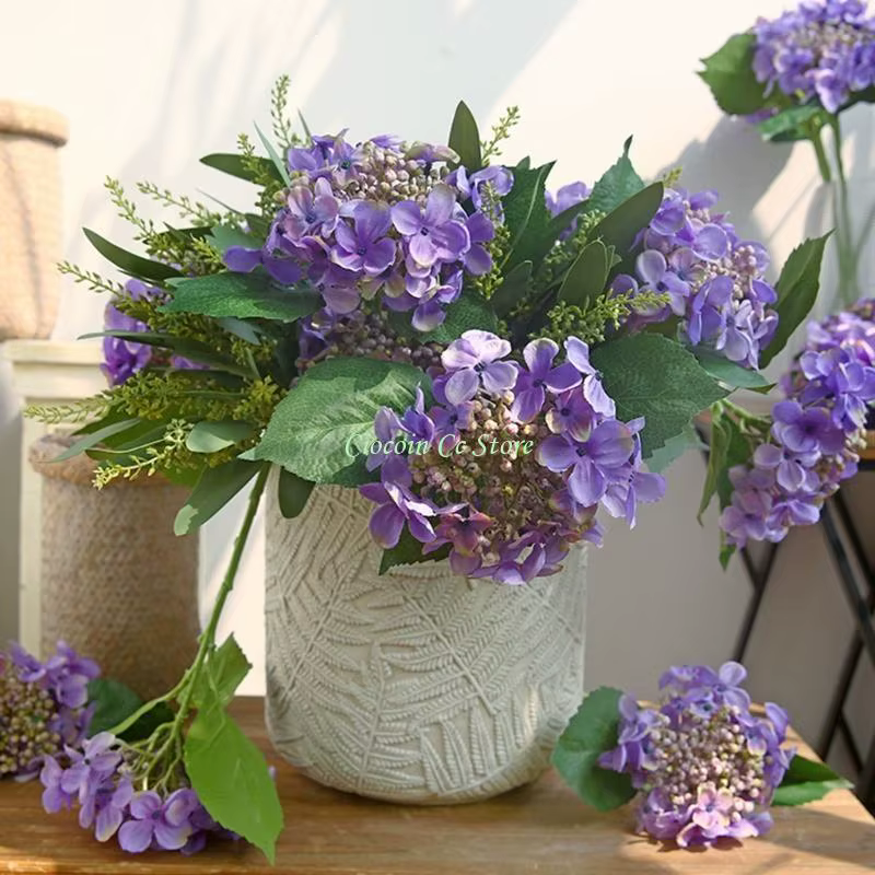 X90F Fleurs artificielles Silk Hortensea Bouquet Decor Wedding Home Party Flower Arrangement