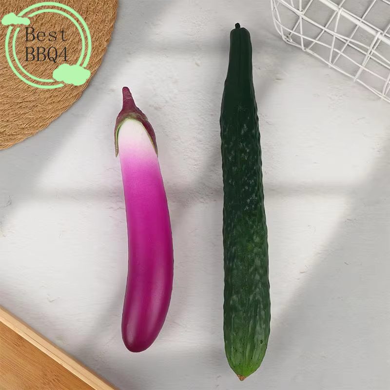 Ornement de légumes artificiels réalistes (BBQ4) – Répliques souples et sûres d'aubergines et de concombres pour la photographie