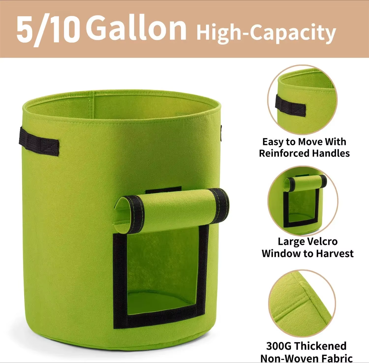 Sacs de plantation en feutre grande capacité 5-10 gallons