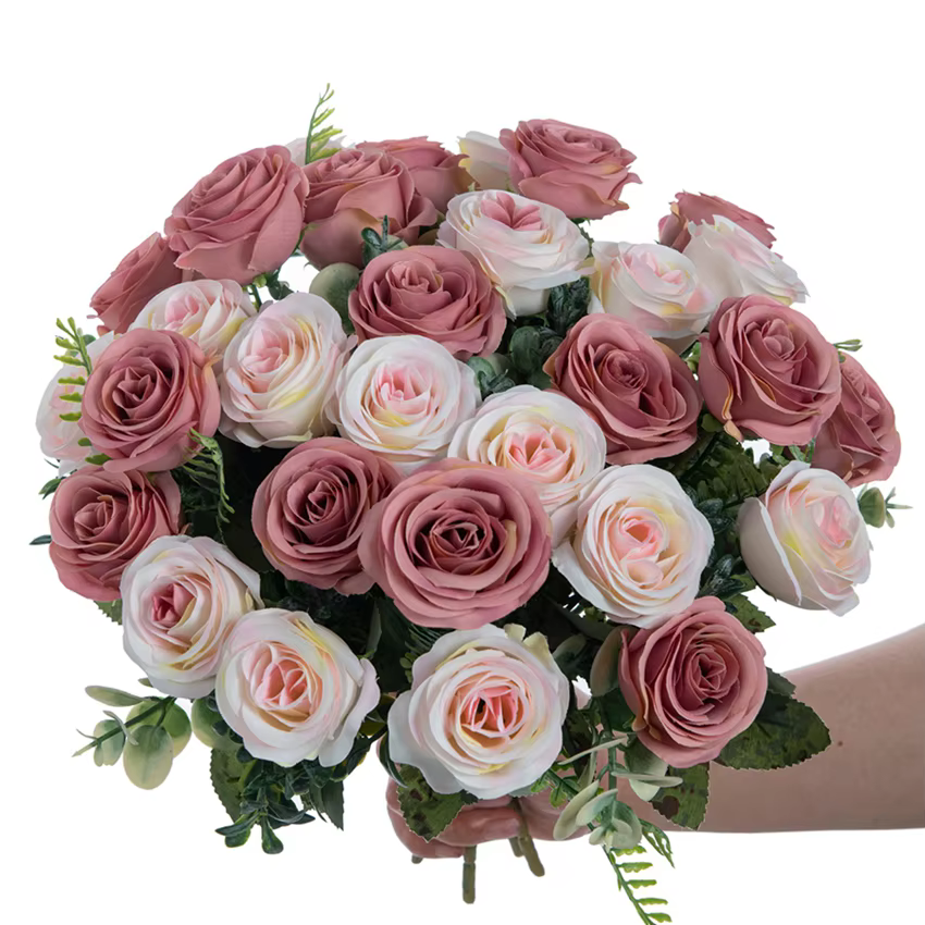 Fleurs artificielles Nordic Rose Soie Mariage Accueil Bouquet De Mariée En Plein Air CourtyardDecoration Vacances BRICOLAGE Cadeau Tir PropsStage